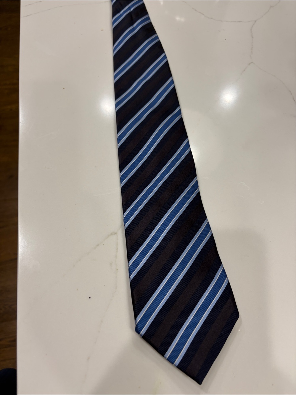 Ermenegildo Zegna Navy Tie with Light Blue Stripes